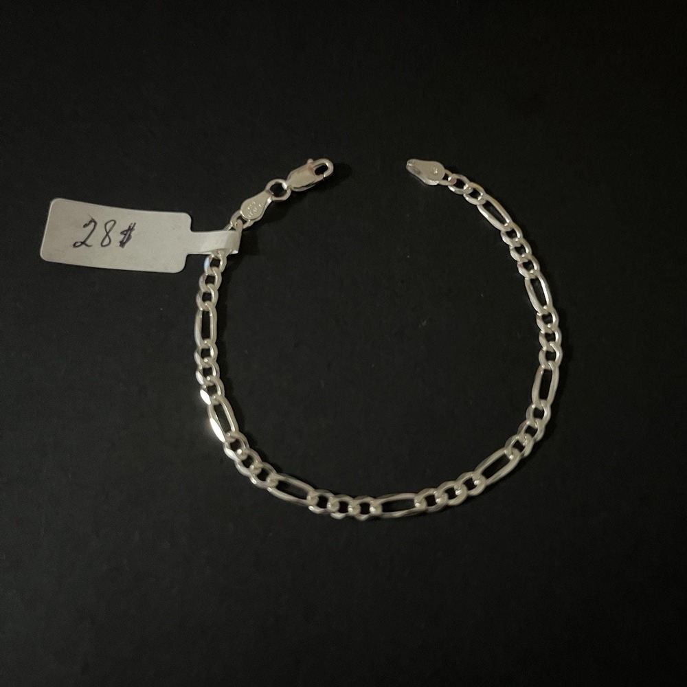 Esclava De Plata 925 Con Tejido Figaro,925 Silver‎ Bracelet 7 Inch